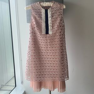 Sandro scallop lace dress w/t pink slip
